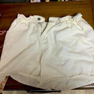 polly mid rise white shorts